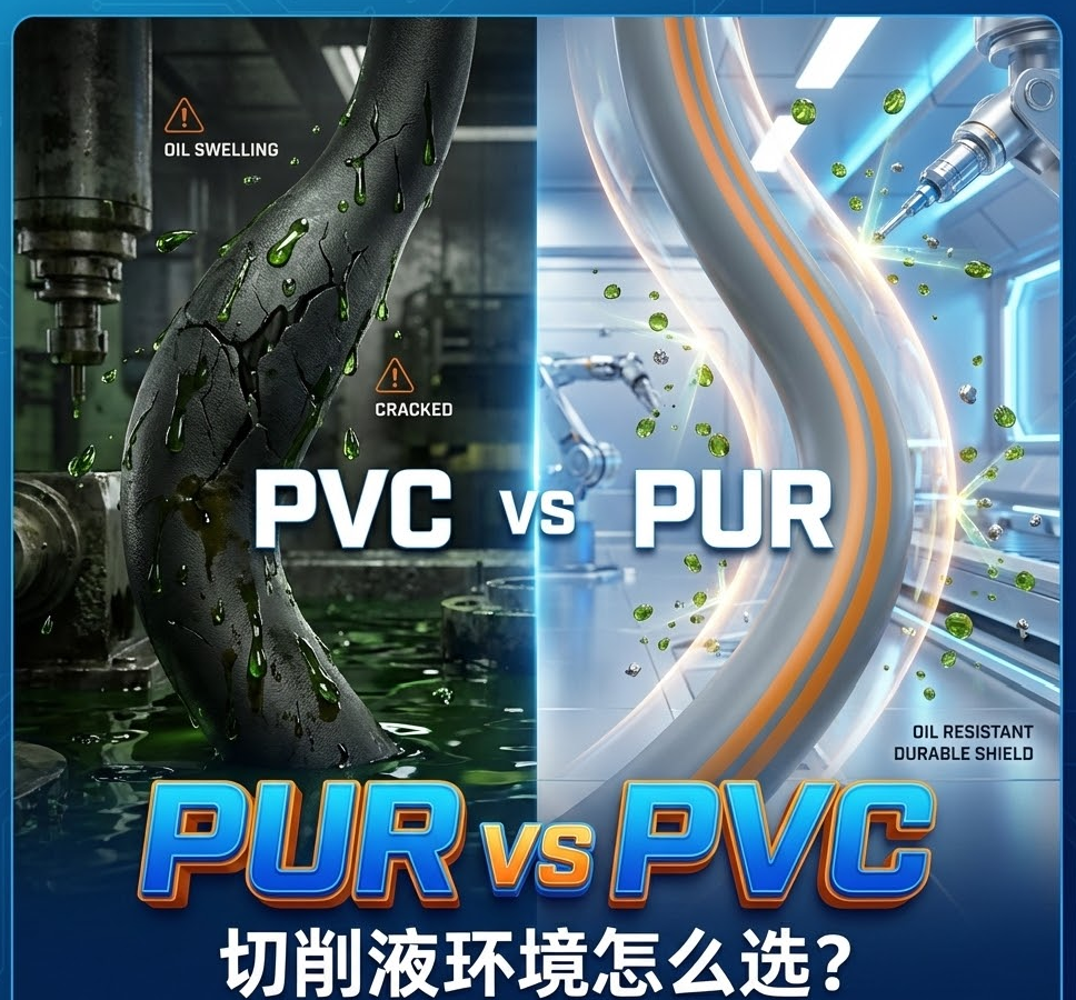 PUR vs PVC：機(jī)床切削液環(huán)境下，你的拖鏈電纜選對(duì)護(hù)套了嗎？